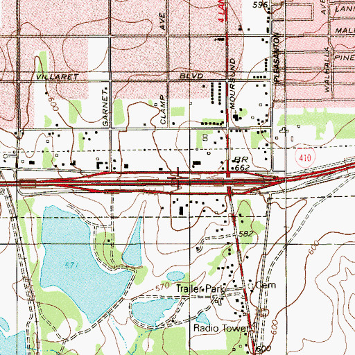Topographic Map of Interchange 46, TX