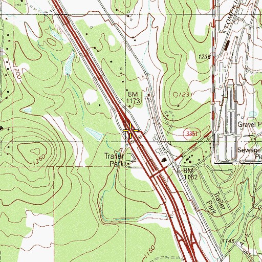Topographic Map of Interchange 550, TX