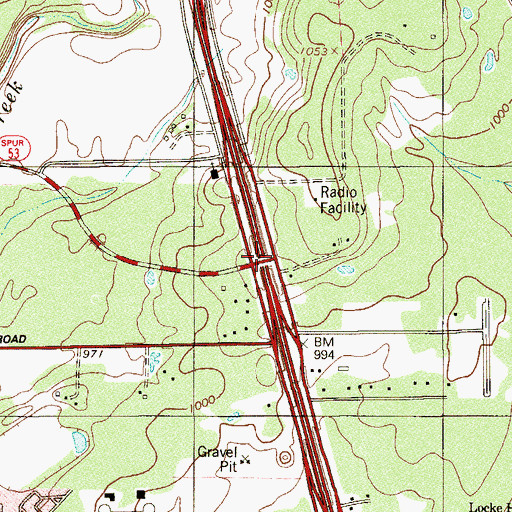 Topographic Map of Interchange 557, TX