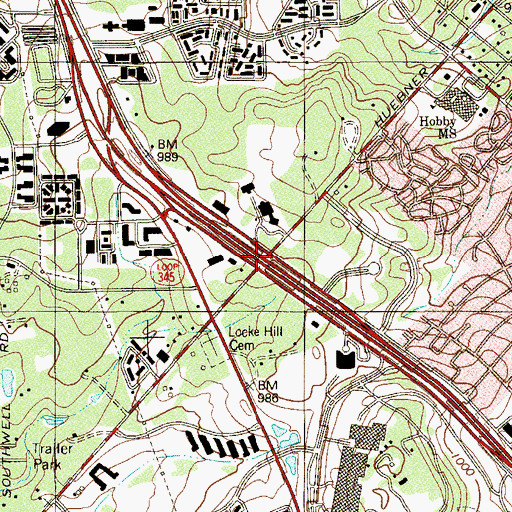 Topographic Map of Interchange 560, TX