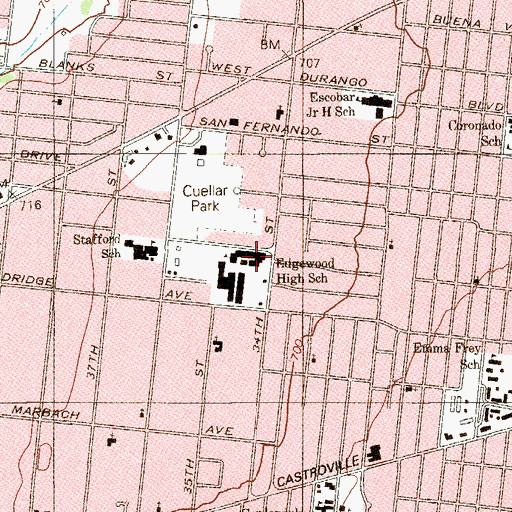 Topographic Map of Edgewood Academy, TX
