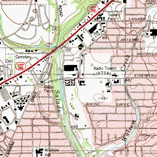 Topographic Map of Eisenhauer Road Baptist School, TX