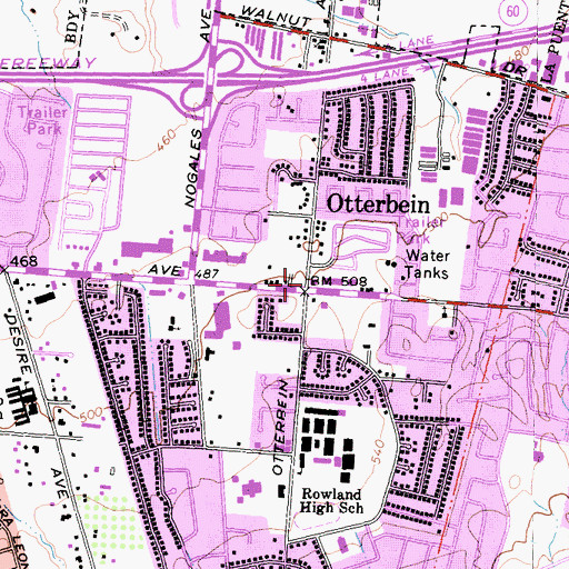 Topographic Map of Otterbein, CA