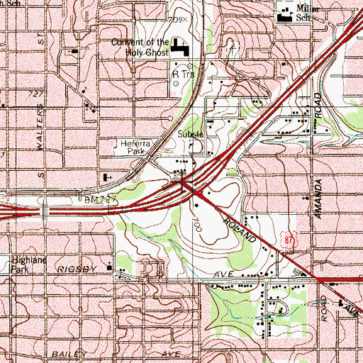 Topographic Map of Interchange 577, TX