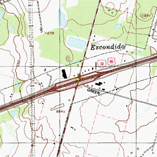 Topographic Map of Interchange 587, TX