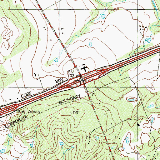 Topographic Map of Interchange 591, TX