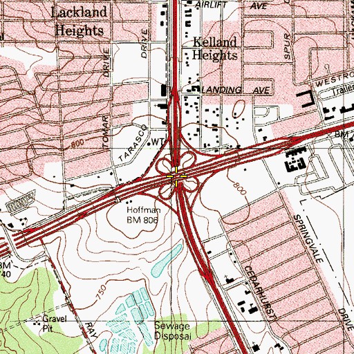 Topographic Map of Interchange 6, TX