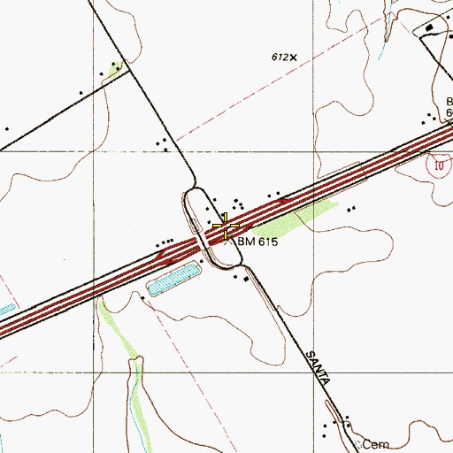 Topographic Map of Interchange 600, TX