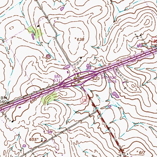 Topographic Map of Interchange 602, TX