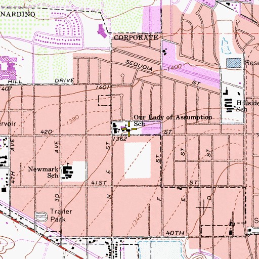 Topographic Map of Our Lady of Assumption School, CA