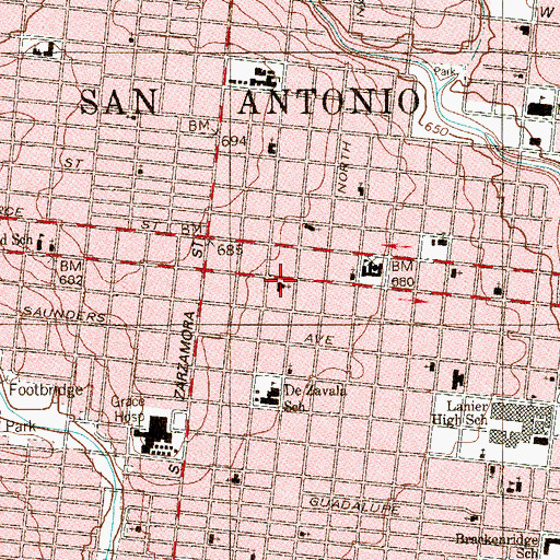 Topographic Map of La Luz Del Mundo, TX