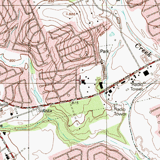 Topographic Map of Prince of Peace Catholic Church, TX