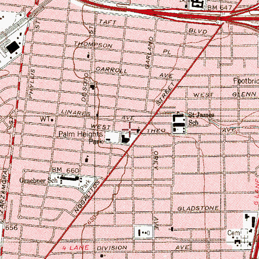 Topographic Map of Saint Martin And Saint Rose National Catholic Church, TX