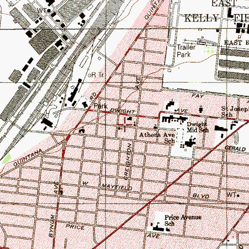 Topographic Map of Templo Amor y Gracia, TX