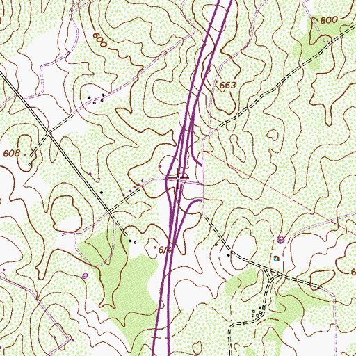 Topographic Map of Interchange 122, TX