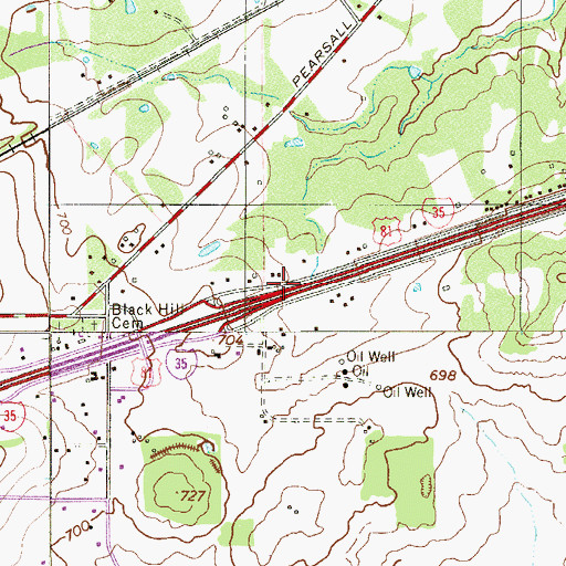 Topographic Map of Interchange 134, TX