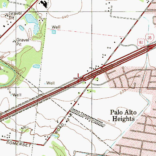 Topographic Map of Interchange 147, TX