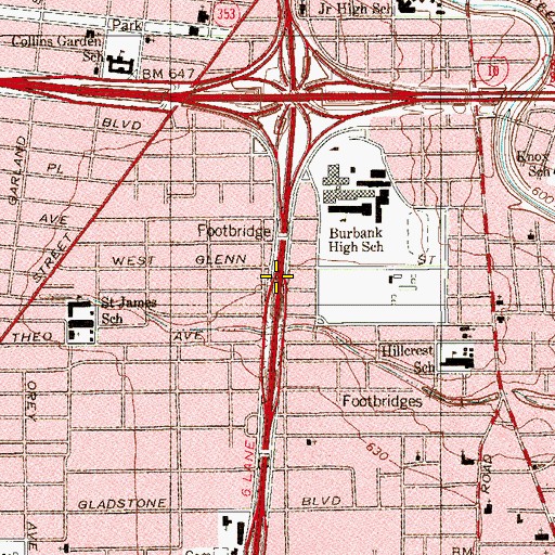 Topographic Map of Interchange 152B, TX