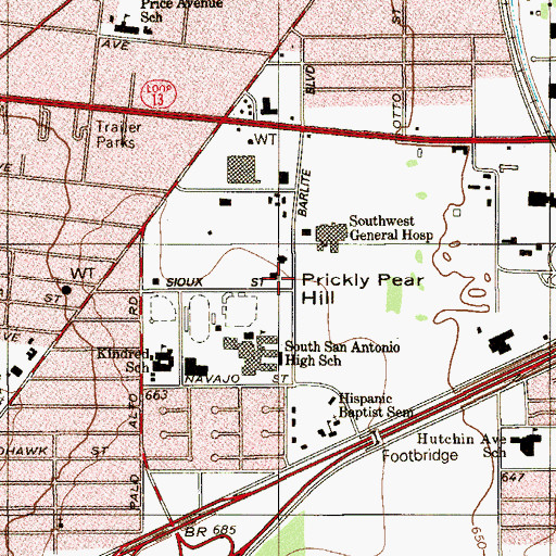 Topographic Map of Robert C Zamora Middle School, TX