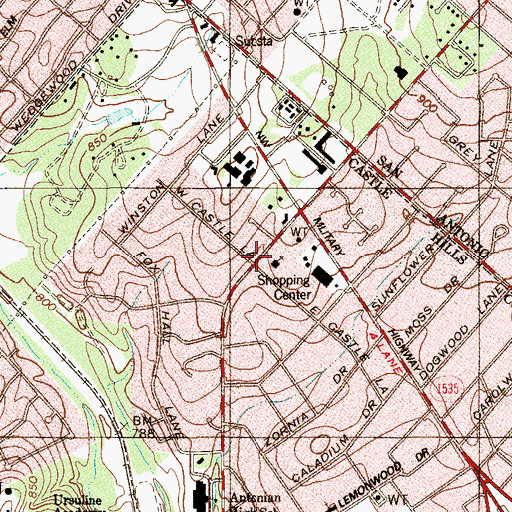 Topographic Map of Saint George Episcopal School, TX