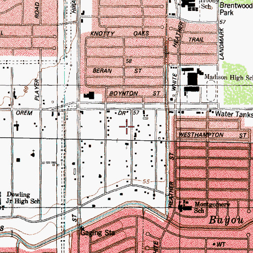 Topographic Map of Almeda Plaza Missionary Baptist Church, TX