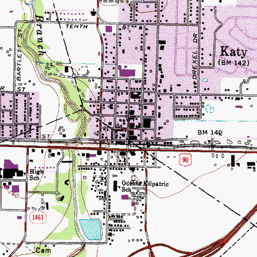 Topographic Map of Katy Chamber of Commerce, TX