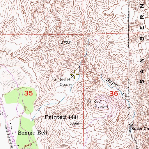 Topographic Map of Painted Hill Quarry, CA