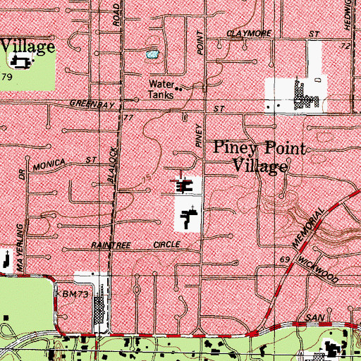 Topographic Map of Saint Francis Episcopal Church, TX