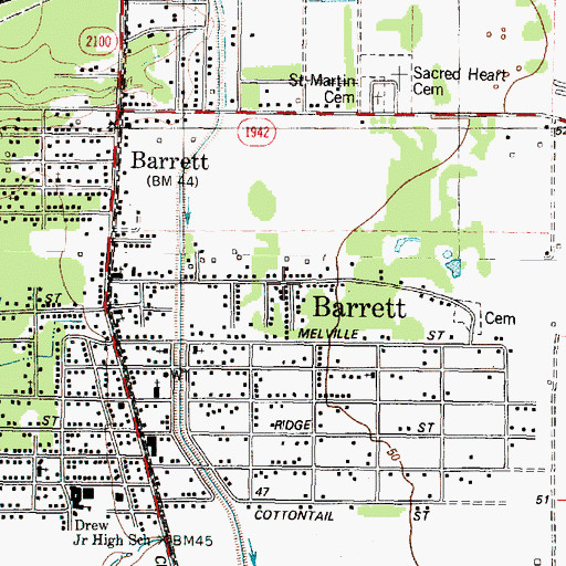 Topographic Map of Barrett Station, TX