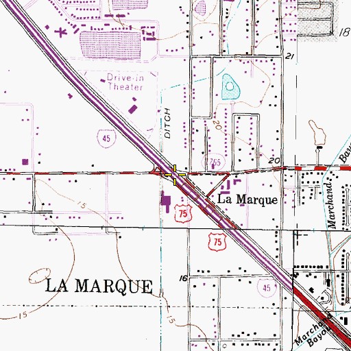Topographic Map of Interchange 12, TX