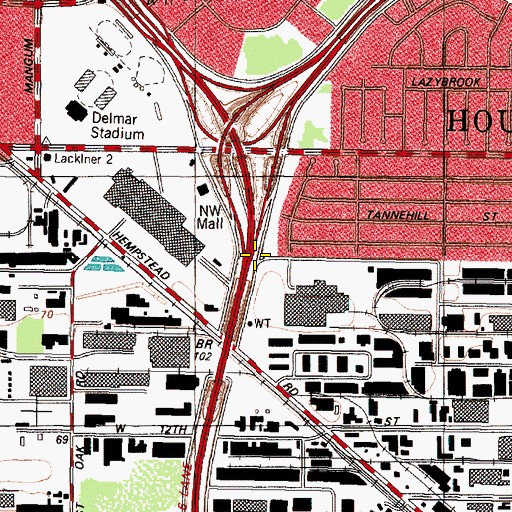 Topographic Map of Interchange 13, TX