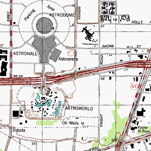 Topographic Map of Interchange 1B, TX