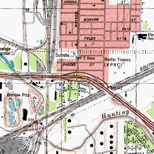 Topographic Map of Interchange 23B, TX