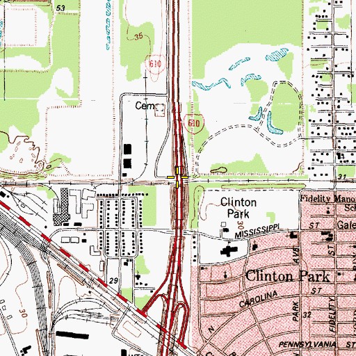 Topographic Map of Interchange 27, TX
