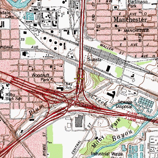 Topographic Map of Interchange 30C, TX