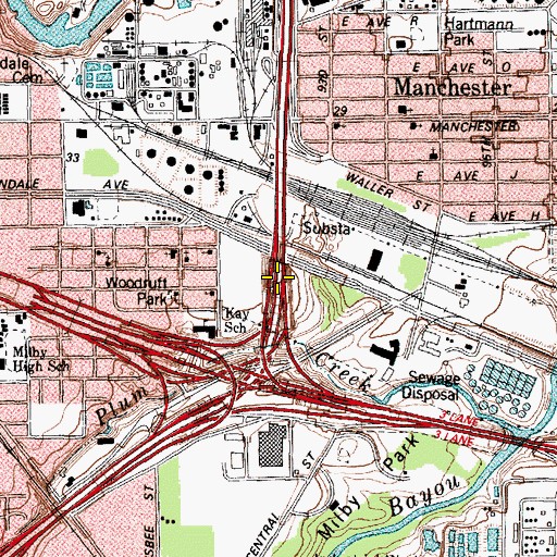 Topographic Map of Interchange 30D, TX