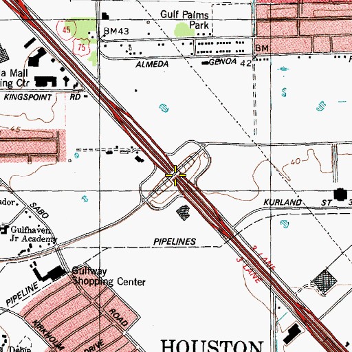 Topographic Map of Interchange 33, TX