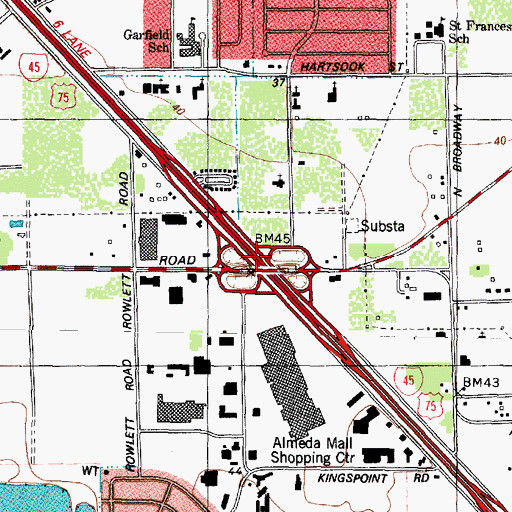 Topographic Map of Interchange 34, TX