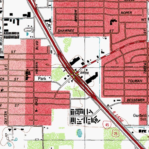 Topographic Map of Interchange 35, TX