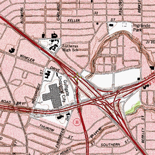 Topographic Map of Interchange 40, TX
