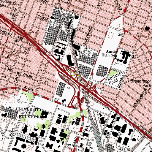 Topographic Map of Interchange 44A, TX