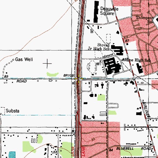 Topographic Map of Interchange 59, TX