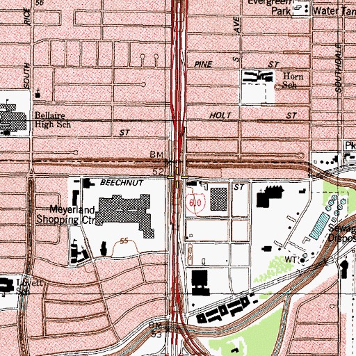 Topographic Map of Interchange 5A, TX