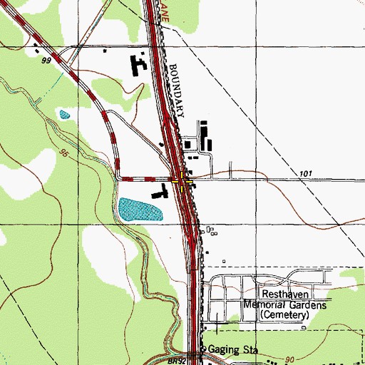 Topographic Map of Interchange 62, TX