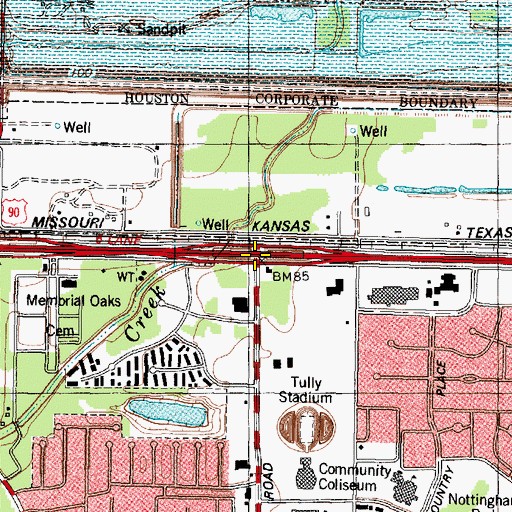 Topographic Map of Interchange 753B, TX