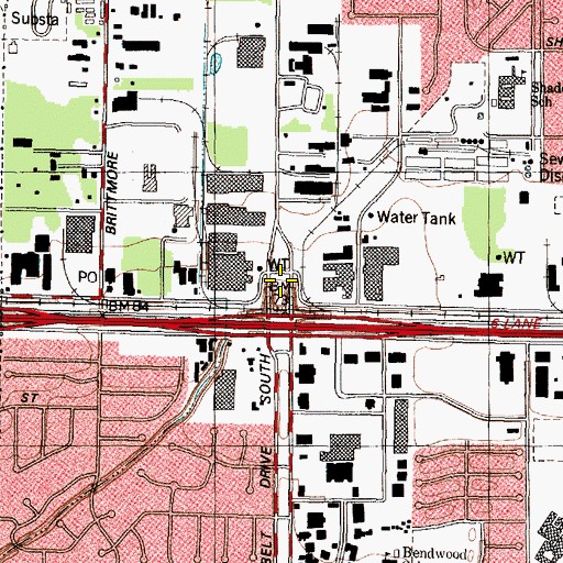 Topographic Map of Interchange 756A, TX