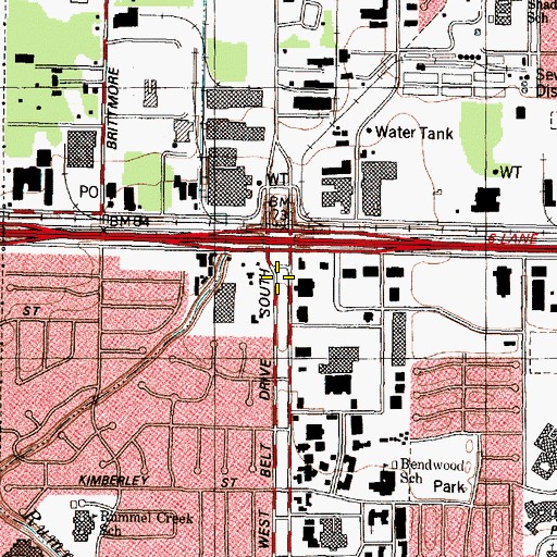 Topographic Map of Interchange 756B, TX