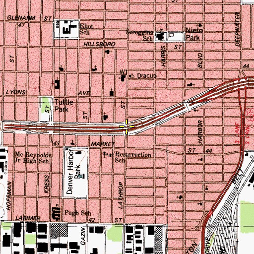 Topographic Map of Interchange 773A, TX