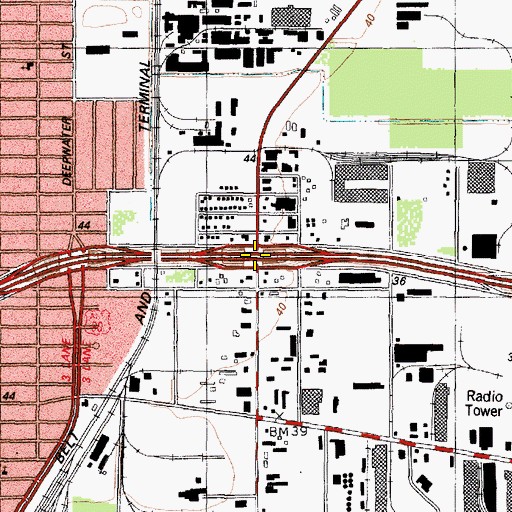Topographic Map of Interchange 774, TX