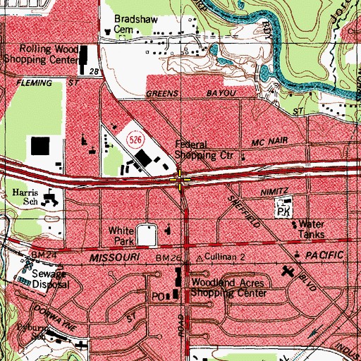 Topographic Map of Interchange 778A, TX